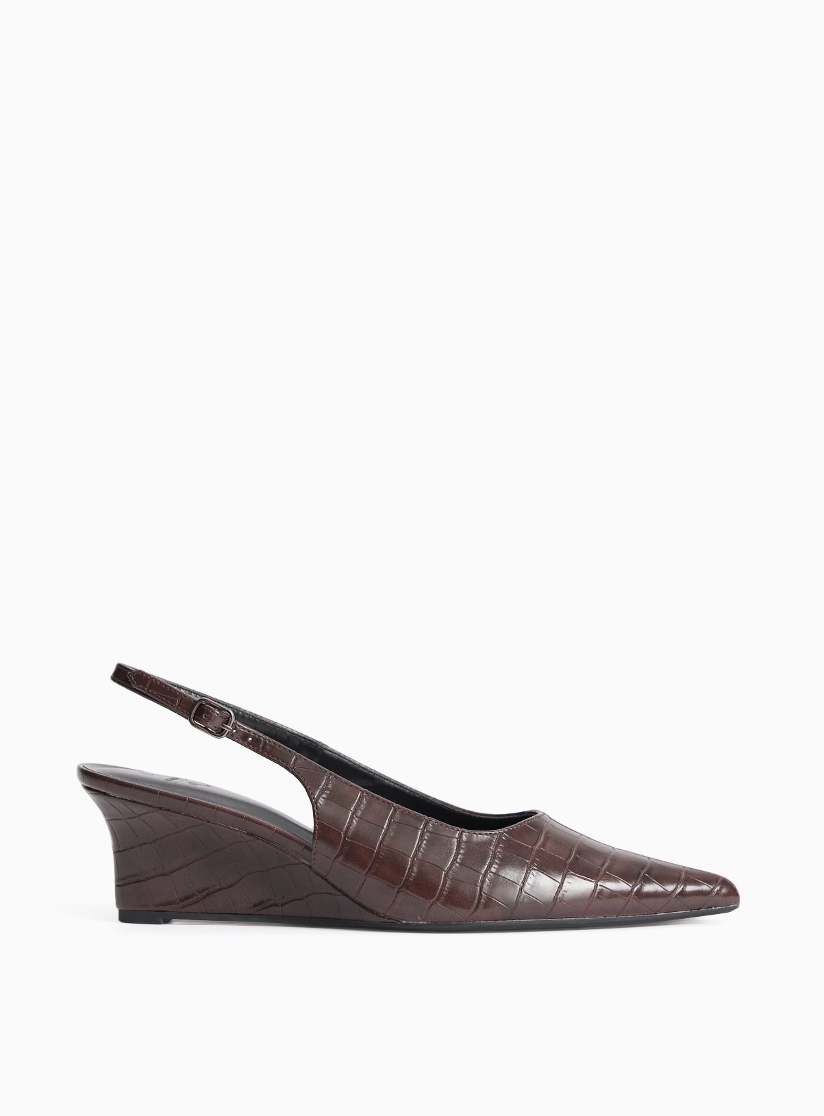 Dark Red Wedge Faux Leather Croc Detail Slingback Shoes 7 - Image 2 thumbnail